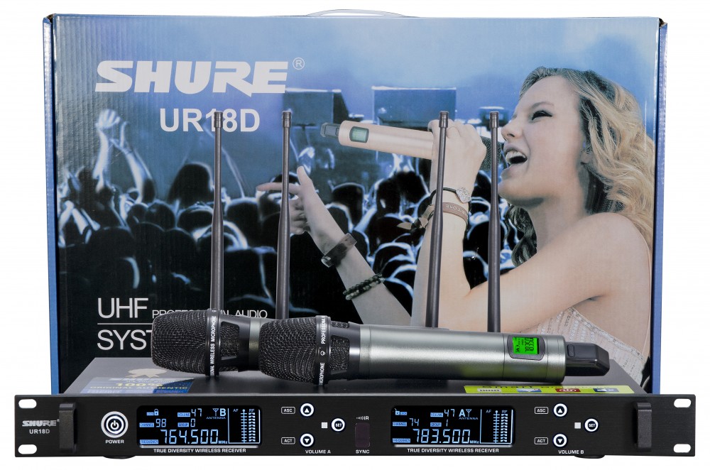 Micro không dây karaoke shure UR18D -4 Sóng 
