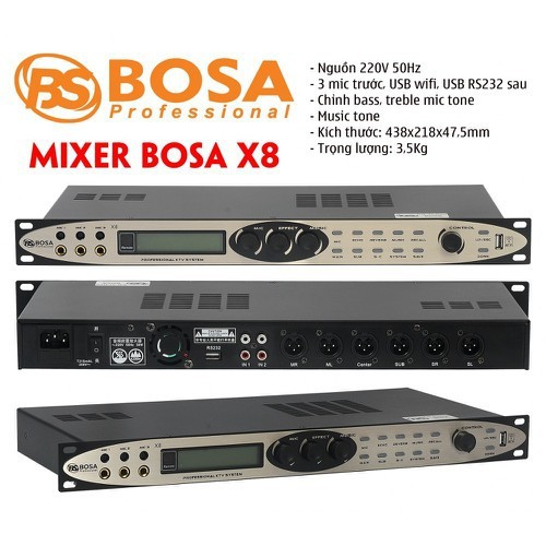 Mixer vang số Bosa X8PRO - Tặng kèm dây Canon