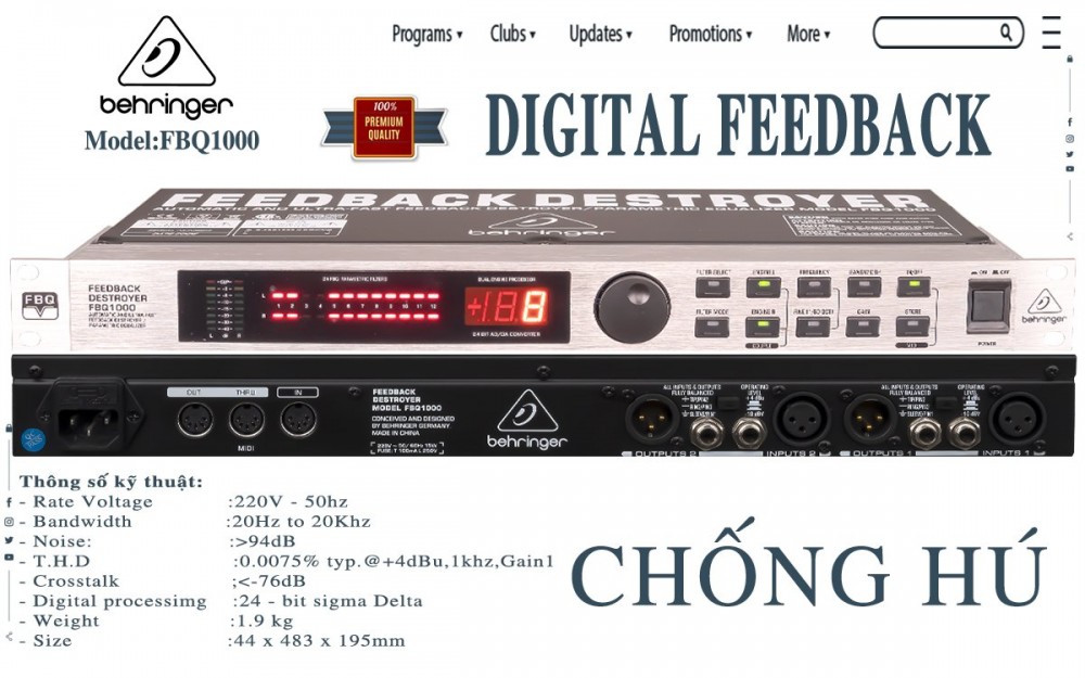 Thiết bị chống hú cho micro Behringer FBQ1000