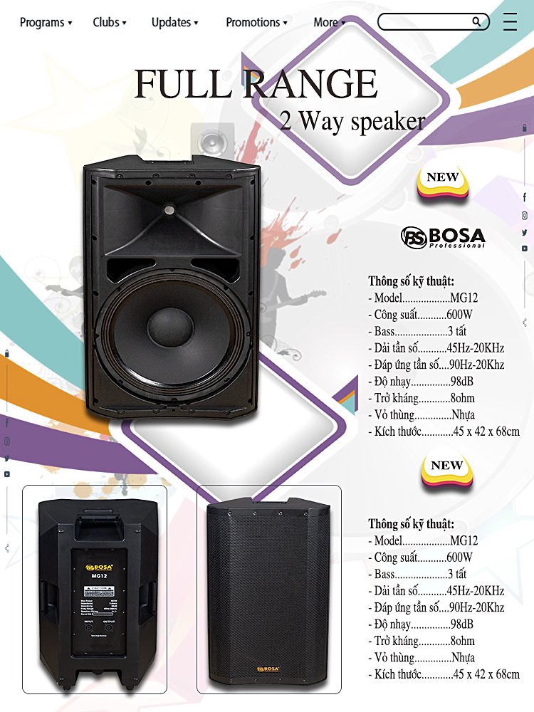 LOA KARAOKE CÔNG SUẤT BOSA MG12