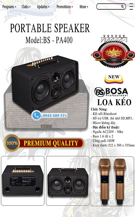 LOA KÉO DI ĐỘNG BOSA PA400 ĐEN