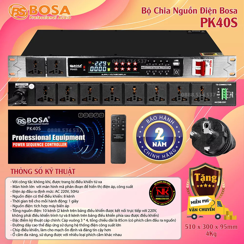 Bộ Chia Nguồn Điện Bosa PK40S REMOTE