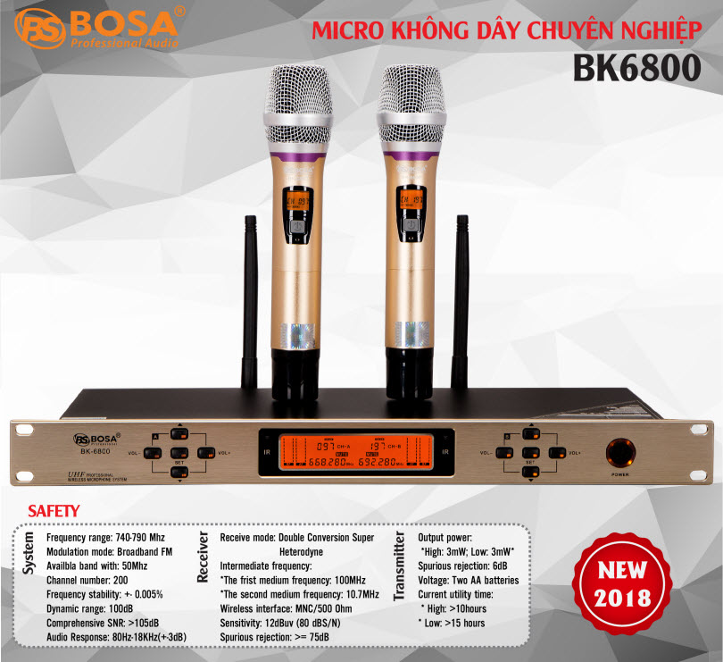 Micro Karaoke Không Dây Bosa BK6800