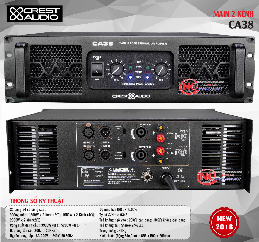 MAIN CÔNG SUẤT CREST AUDIO CA38 2 KÊNH