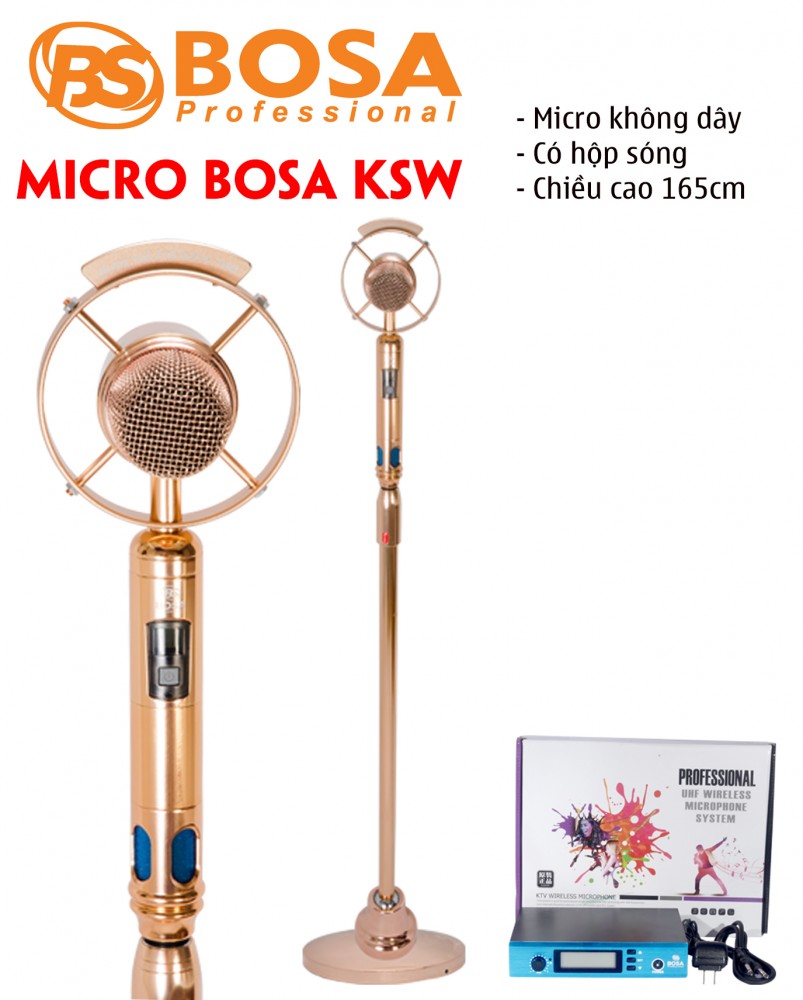 MICRO KARAOKE ĐỨNG BOSA KSW+ CHÍNH HÃNG