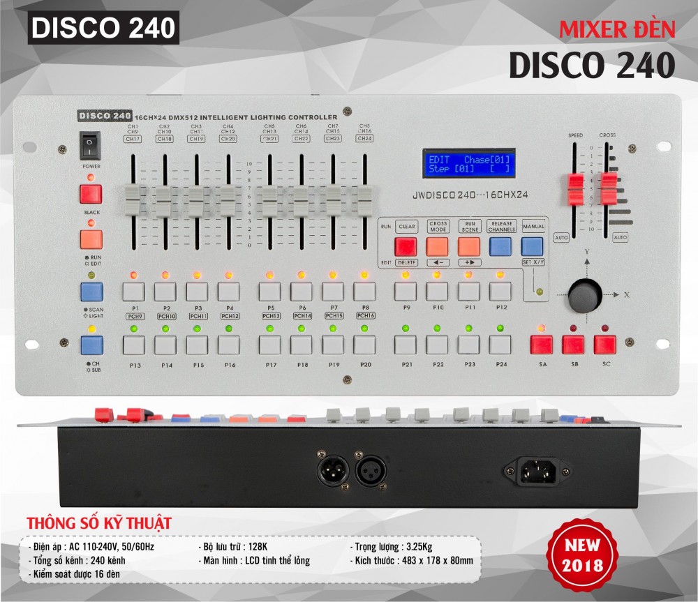 BÀN MIXER CHỈNH ĐÈN SÂN KHẤU DISCO 240