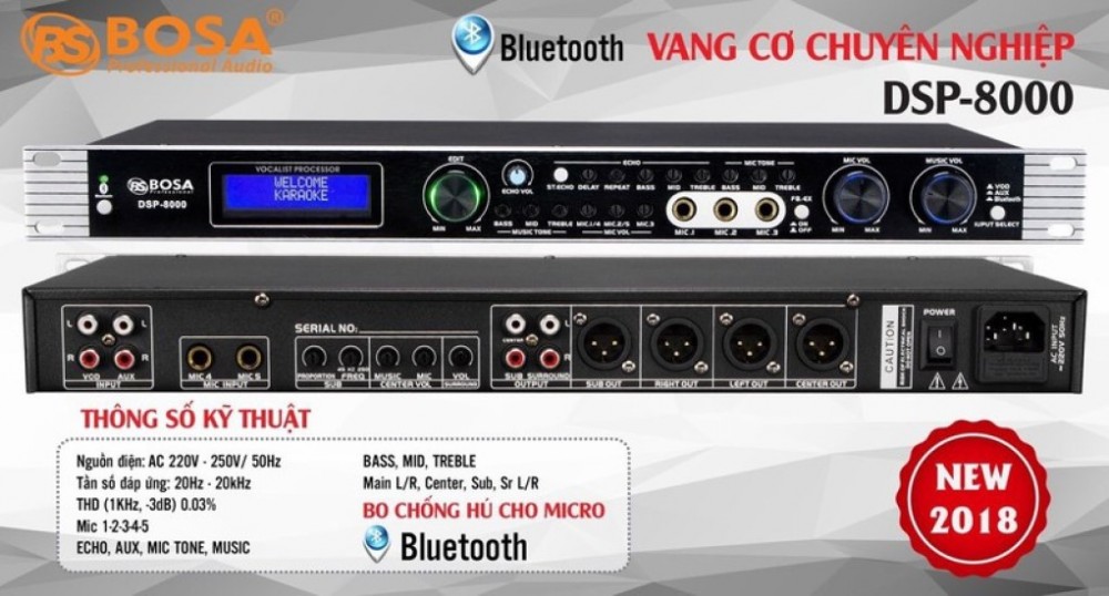 Vang Cơ Karaoke Sân Khấu Bosa DSP-8000 - Tặng kèm Pin Sạc