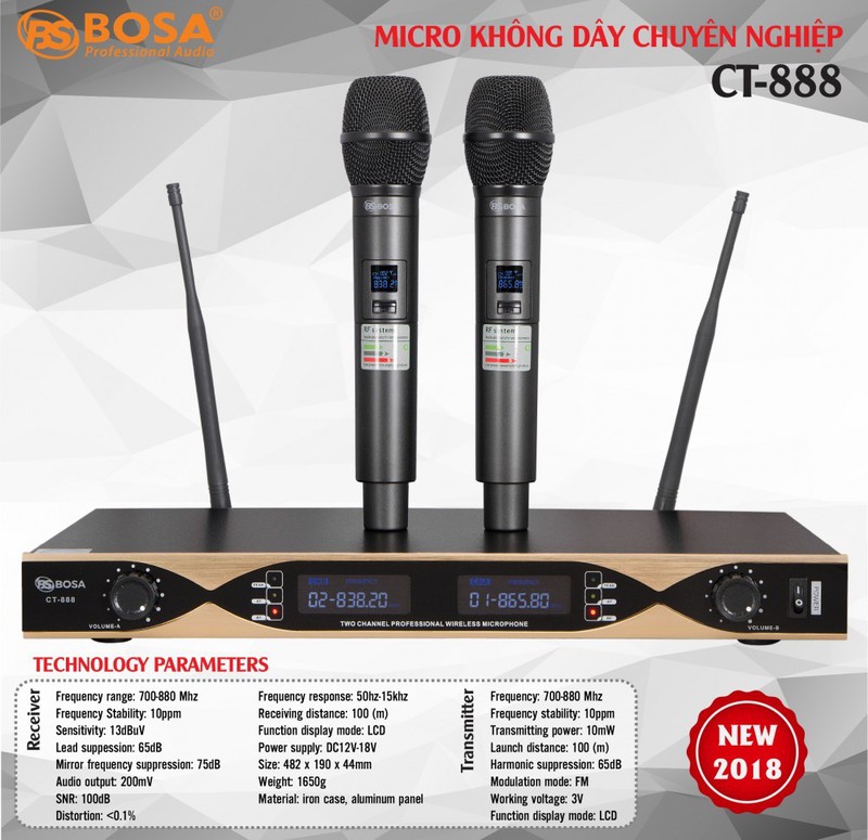 Micro Karaoke không dây BOSA CT 888 - Tặng kèm pin sạc