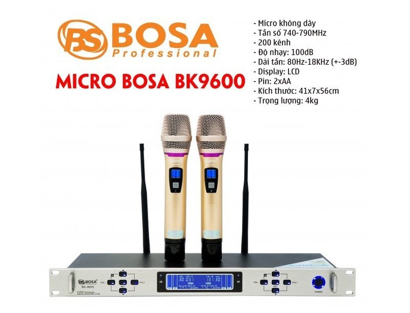 MICRO KARAOKE KHÔNG DÂY BOSA BK9600 - TẶNG KÈM PIN SẠC