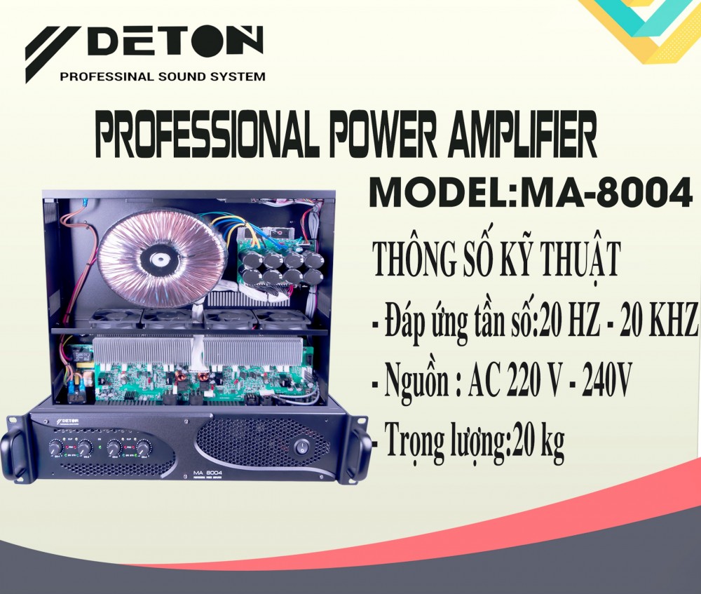 Main Công Suất 4 kênh DETON MA 8004