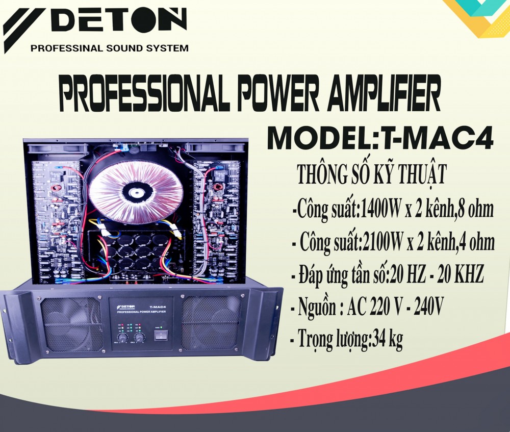 Main Công Suất 2 kênh DETON T-MAC4