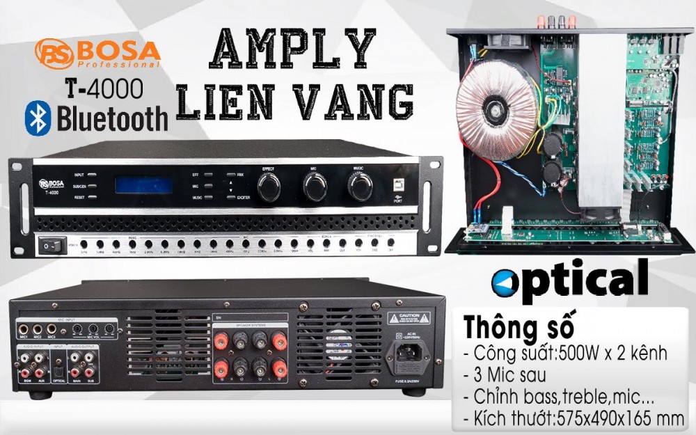 Amply kết hợp vang số Bosa T-4000