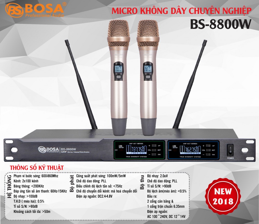 Micro Karaoke Không Dây Bosa BS-8800W VÀNG