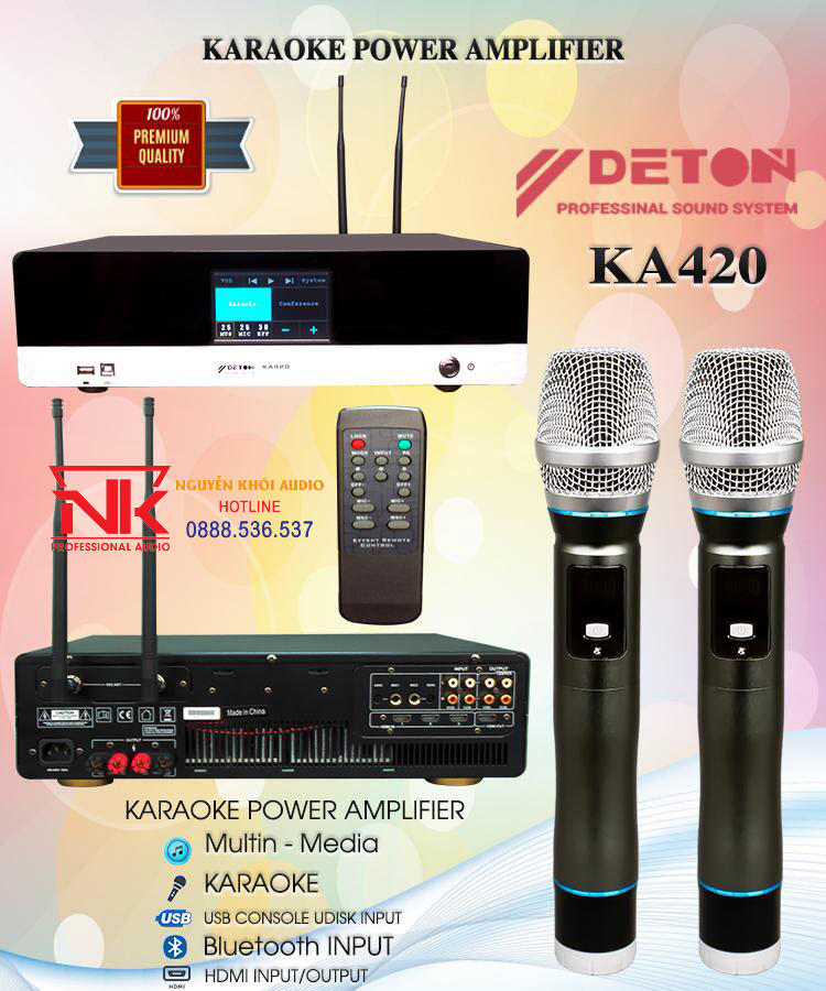  Đẩy liền vang kèm micro không dây Deton KA420