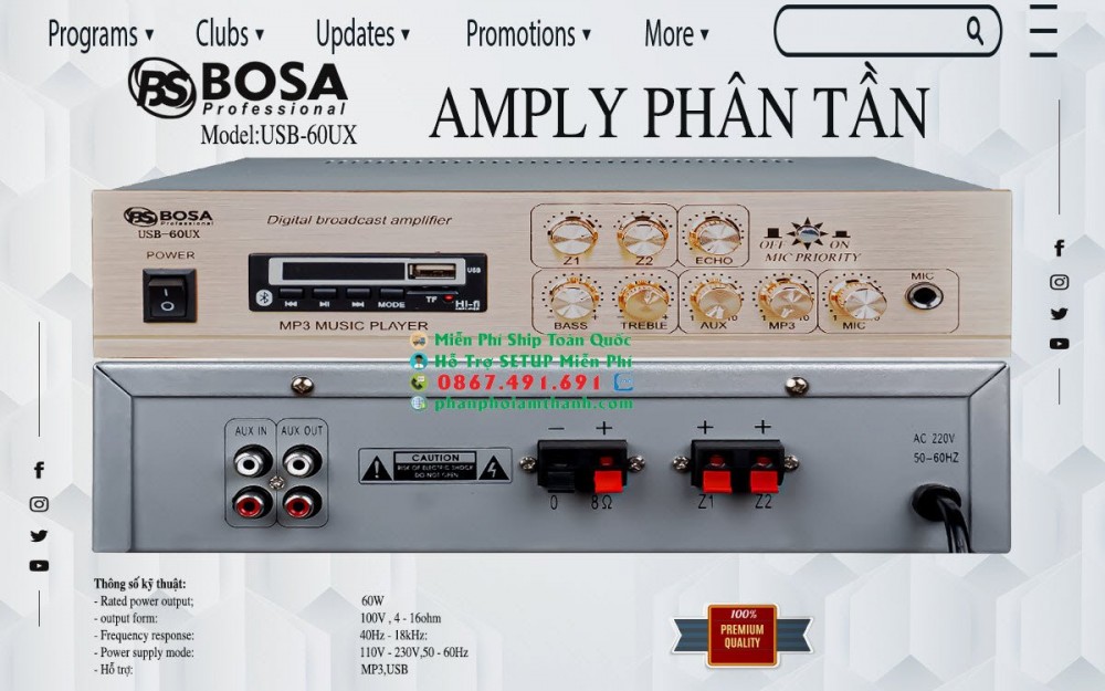 AMPLY PHÂN TẦN BOSA 60T UX