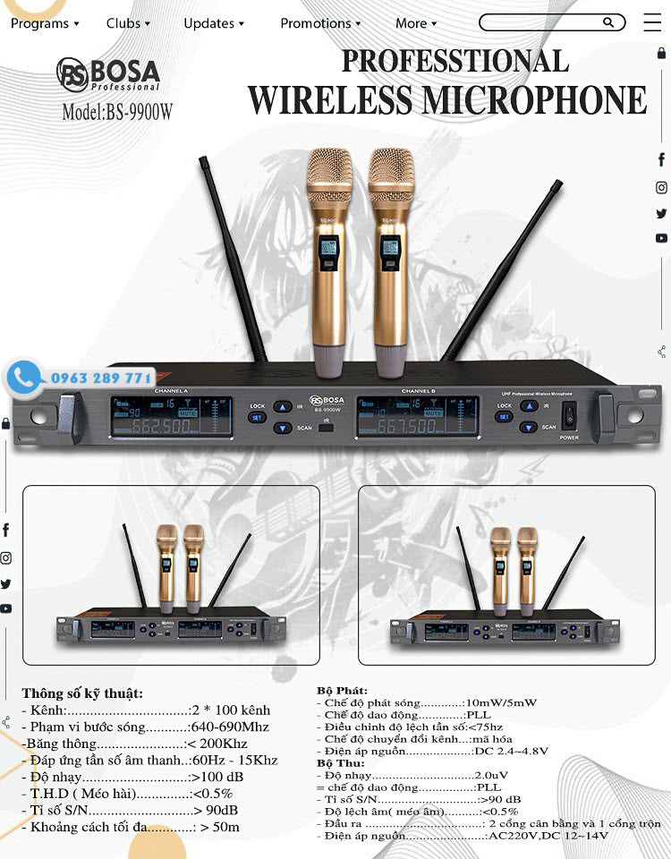 Micro Karaoke Bosa BS9900W Vàng