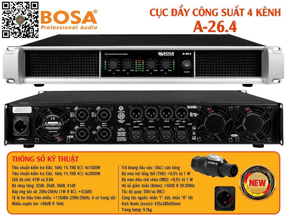 Main Công Suất 4 Kênh Bosa A-26.4