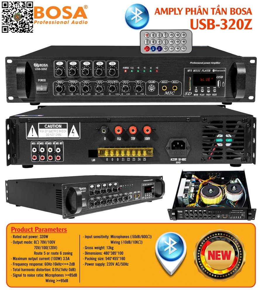 Amply phân tần Bosa USB-320Z Bluetooth