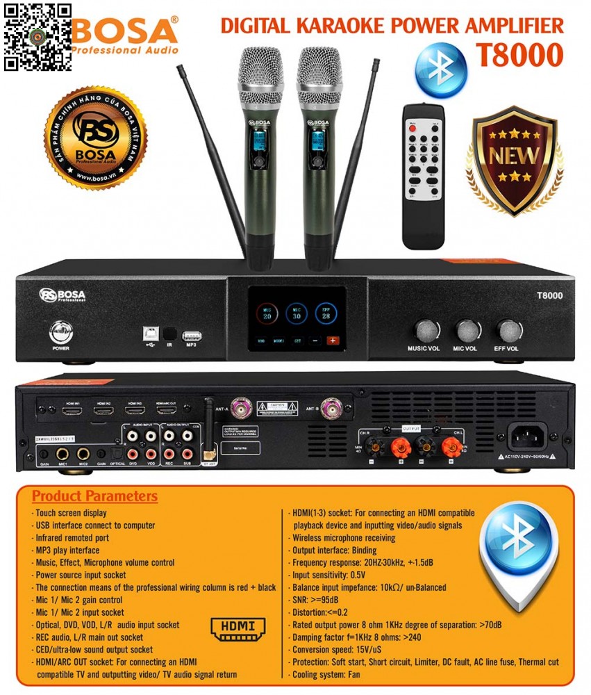 Amply Karaoke 3 in 1 Bosa T8000